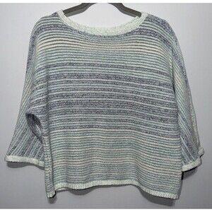 J Jill Pure Jill Women’s Sweater Small 3/4 Sleeve Pullover Cotton Linen Boxy